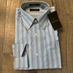 Joseph Abboud Blue Striped Dress Shirt Classic Style 100% cotton 15 1/2 34/35